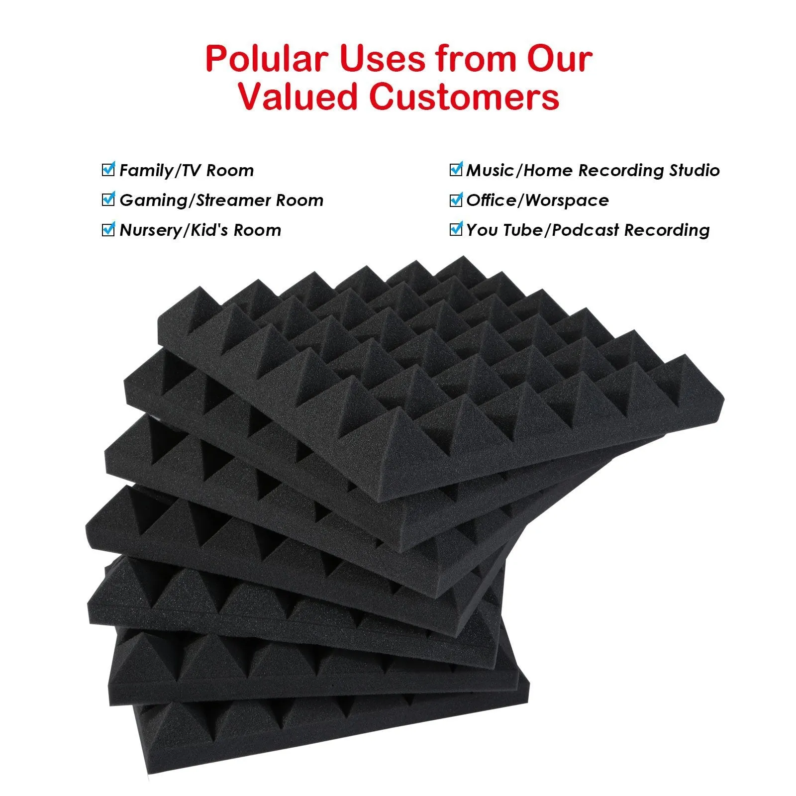 12-Pack: Sound Absorbing Foam for Recording Studio