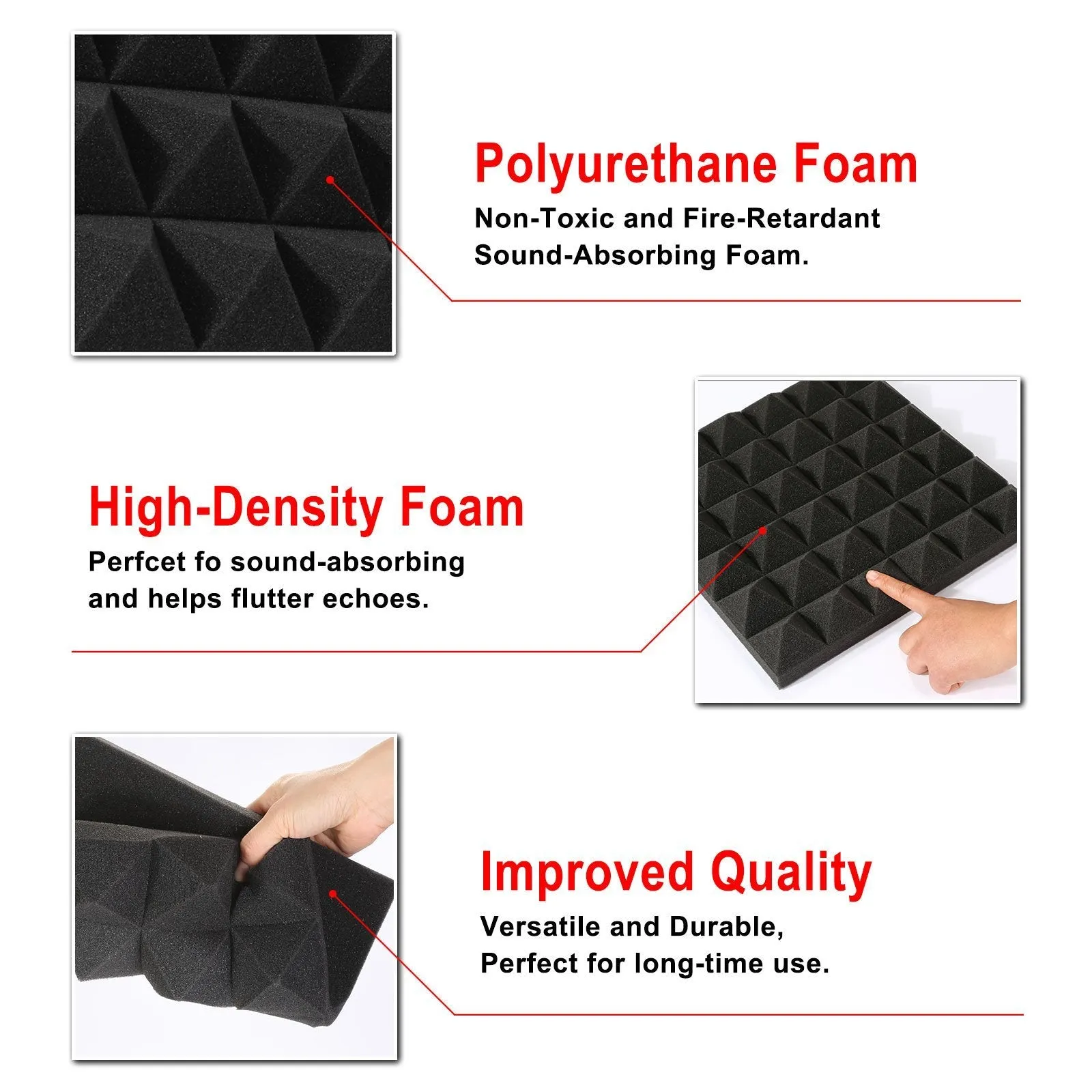 12-Pack: Sound Absorbing Foam for Recording Studio