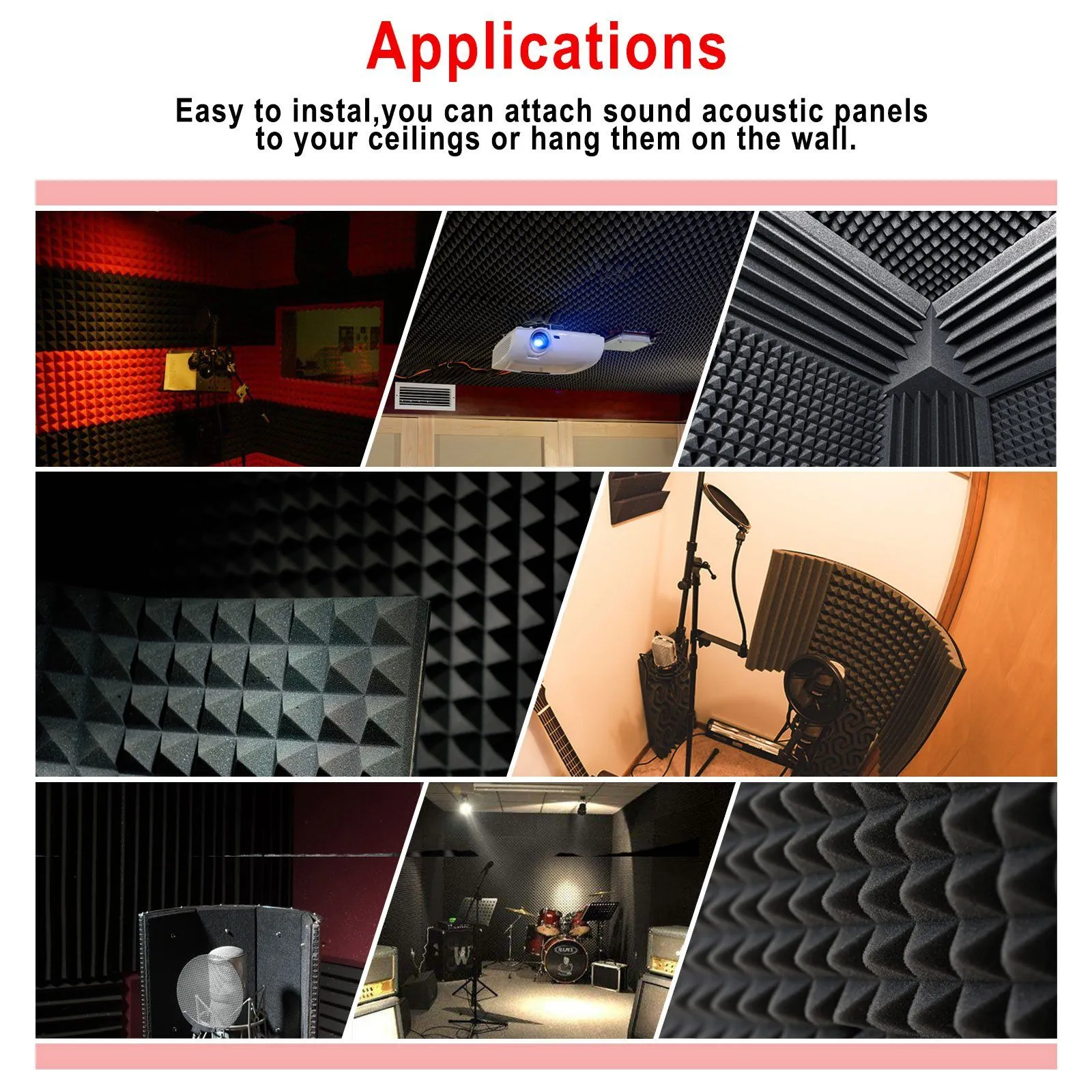 12-Pack: Sound Absorbing Foam for Recording Studio