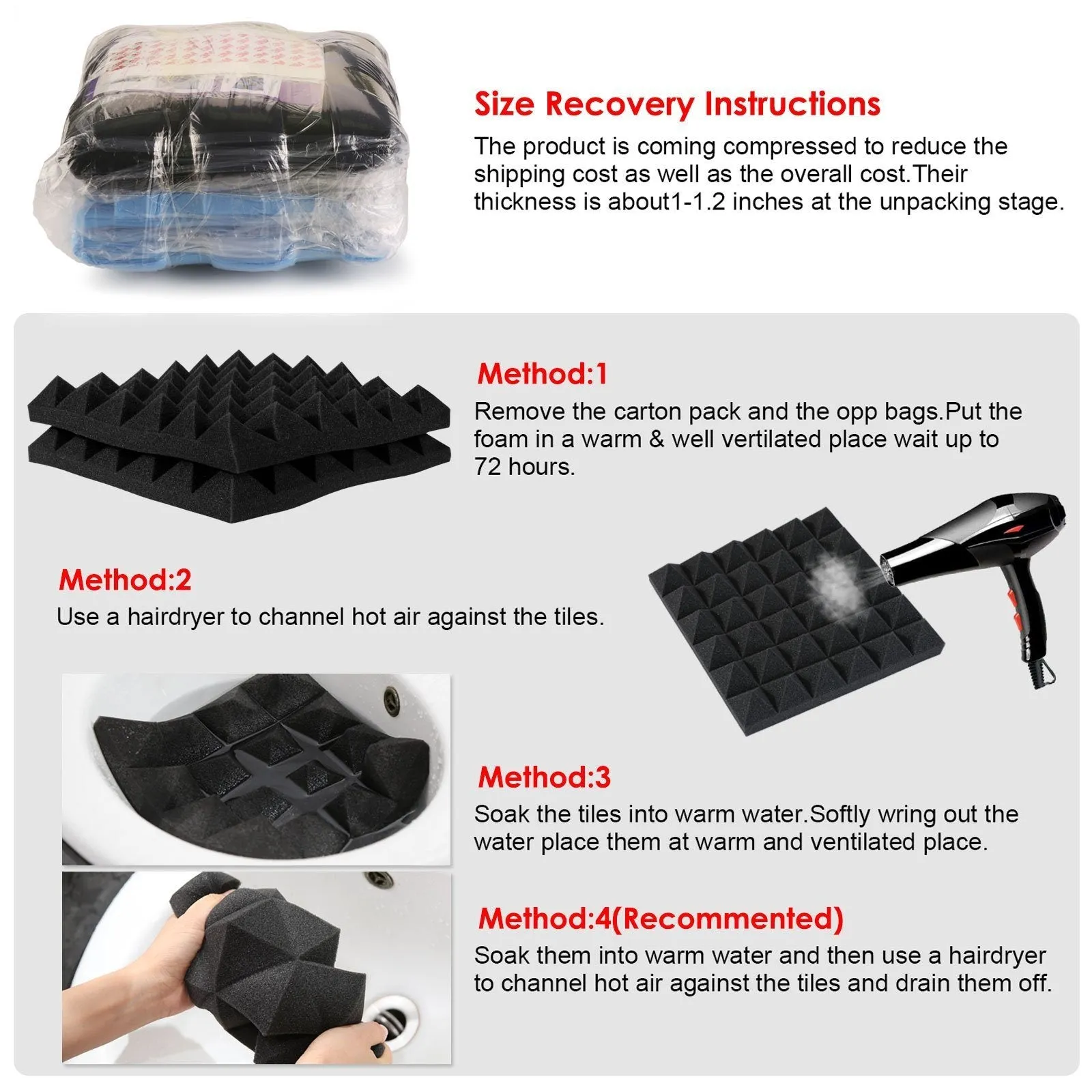 12-Pack: Sound Absorbing Foam for Recording Studio