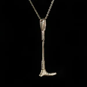 14k Yellow Gold Riding Crop Charm Pendant