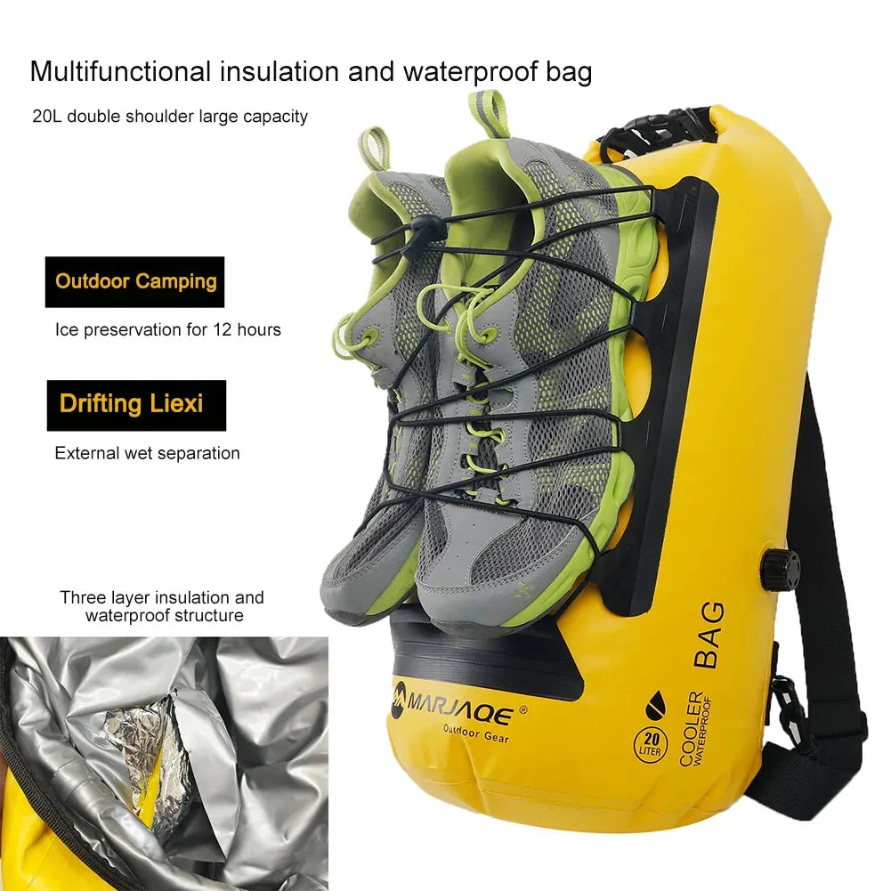 20L Outdoor Storage Backpack Dry Wet Separation Insulated Backpack Waterproof Bag for Kayaking Rafting Boating Swimming Bag