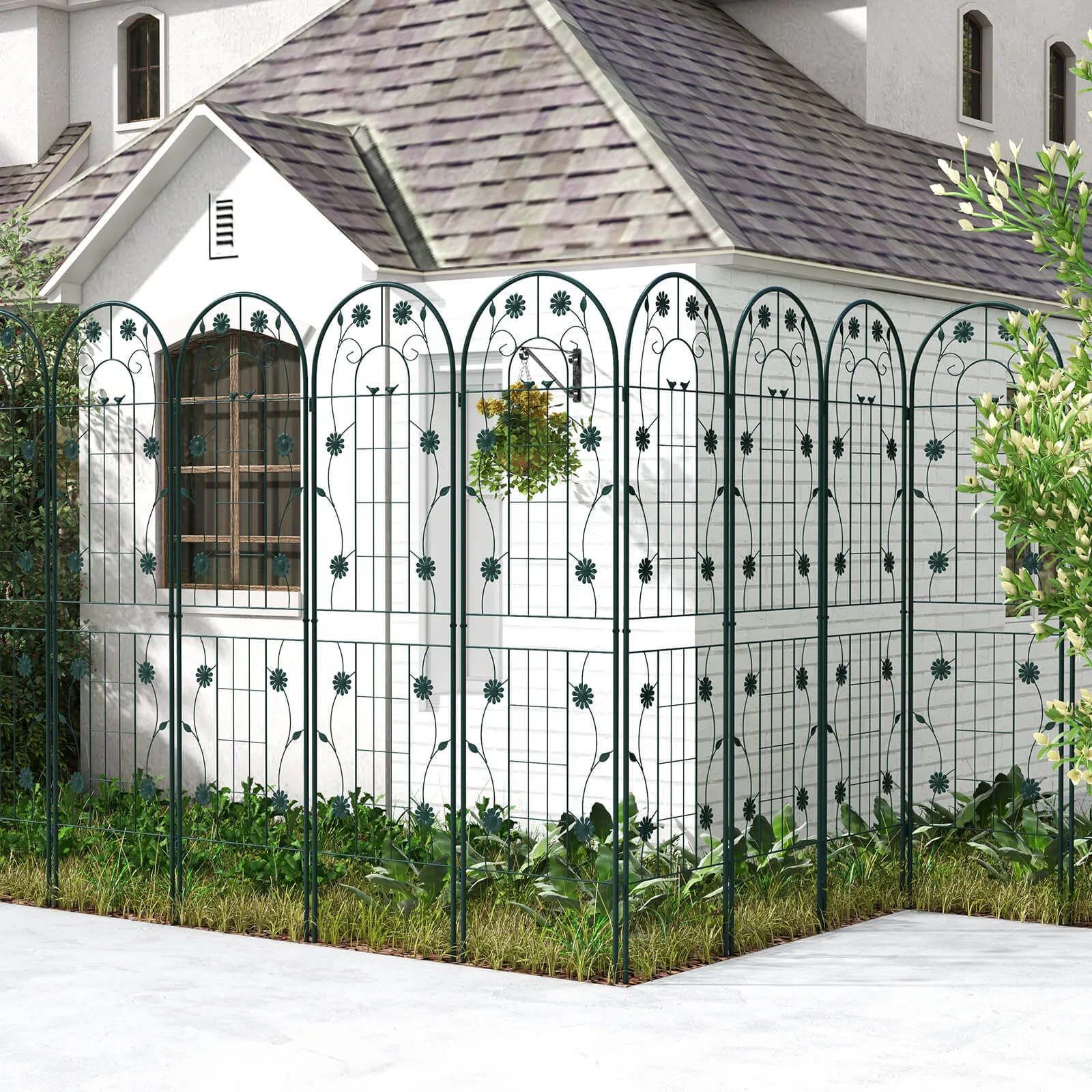 2/4 Pack Metal Garden Trellis 180 cm x 50 cm Wire Lattice Panel-Green-4 Pack