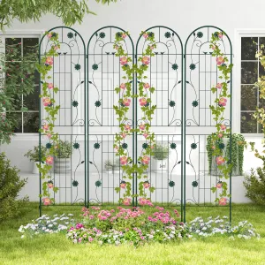 2/4 Pack Metal Garden Trellis 180 cm x 50 cm Wire Lattice Panel-Green-4 Pack