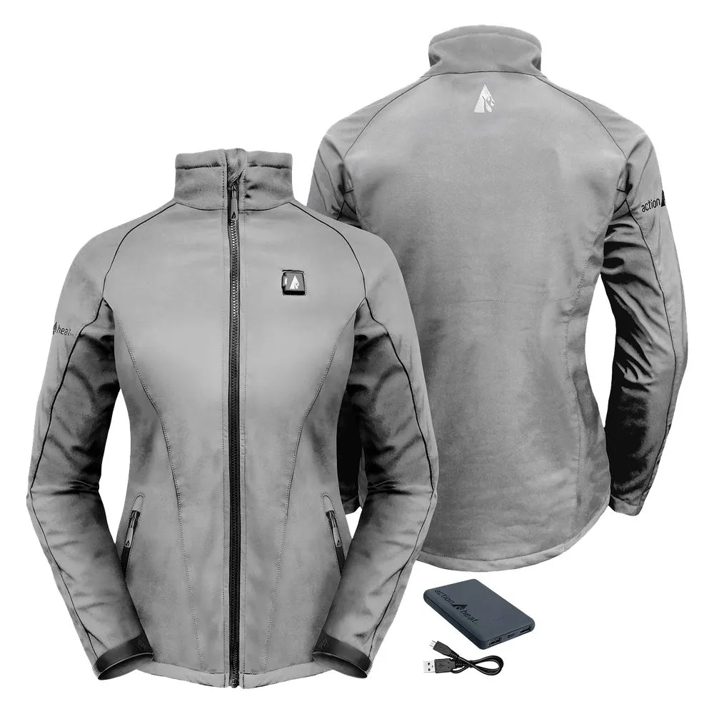 ActionHeat 5V Battery Heated Jacket for Ladies - Sharkskin Grey - XXL