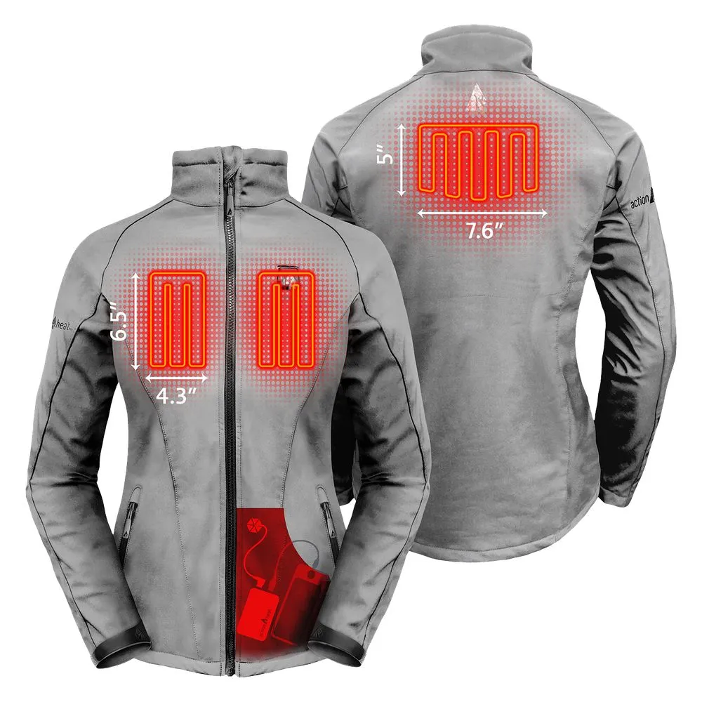 ActionHeat 5V Battery Heated Jacket for Ladies - Sharkskin Grey - XXL