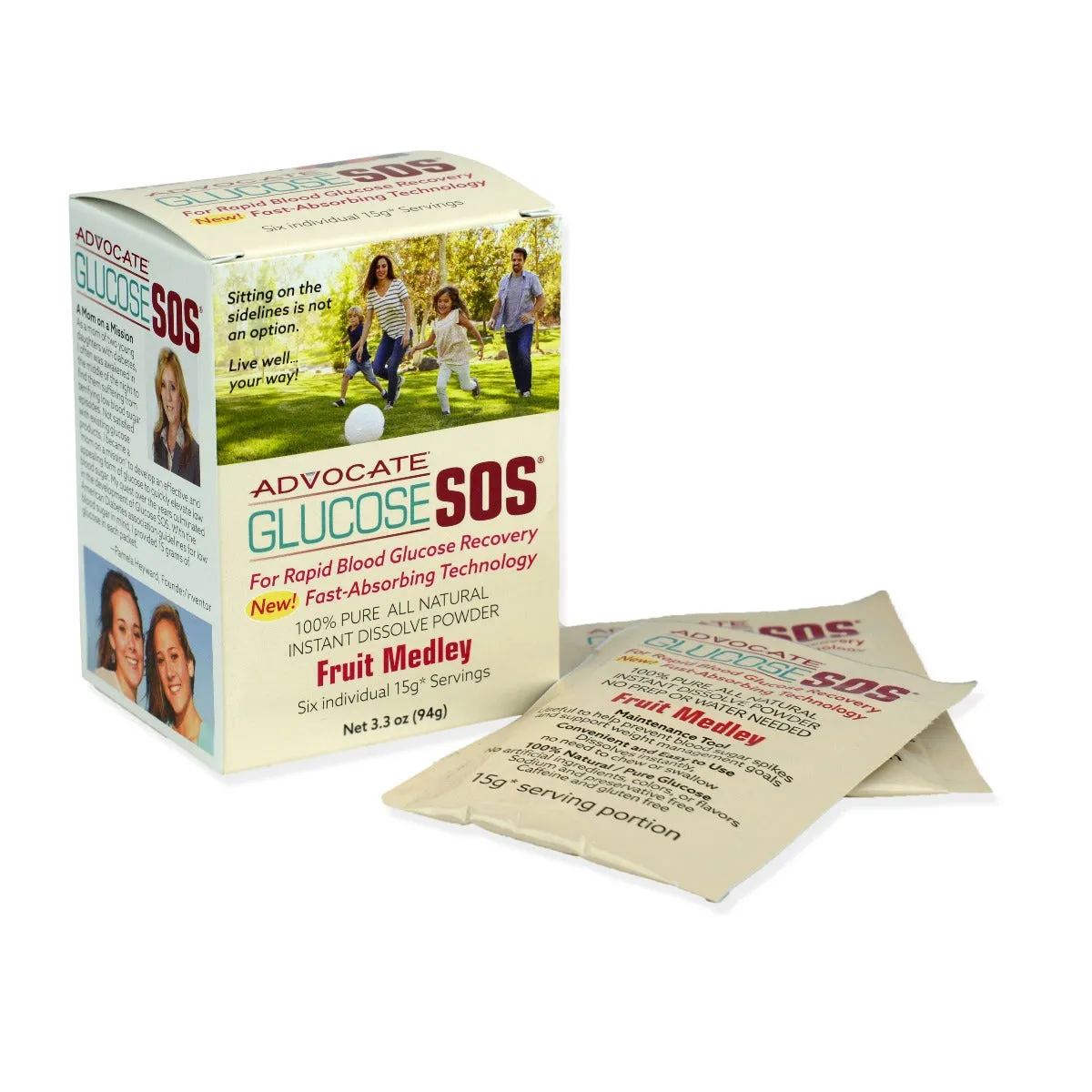 Advocate Glucose SOS Instant Dissolve Powder Original Fruit Medley, Case of 72