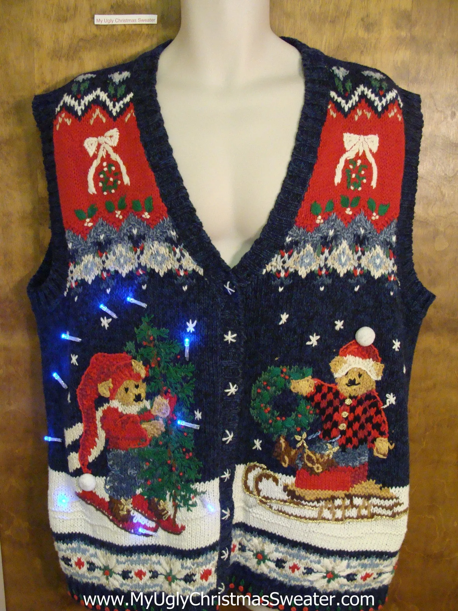 Bears in the Snow Light Up Ugly Xmas Sweater Vest