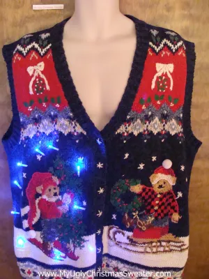Bears in the Snow Light Up Ugly Xmas Sweater Vest