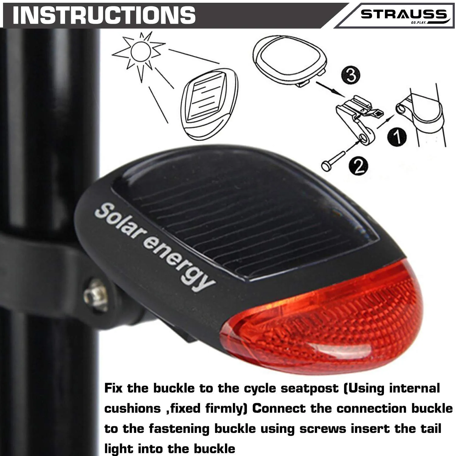 Bicycle Solar Tail Light | Cycle Back Light | Cycle Rear Light (Pack of 2)