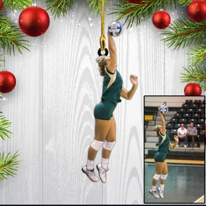 Custom Photo Personalized Beach Volleyball Acrylic Christmas Ornament, Gift For Volleyball Players