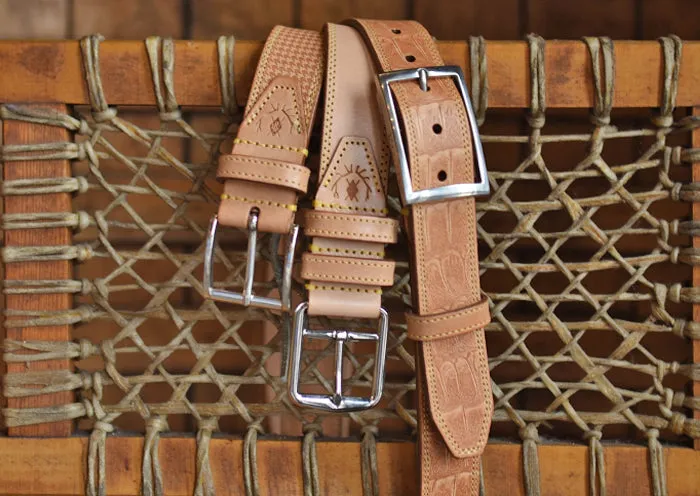 Equestrian Alligator Grain Saddle Leather Belt - Natural