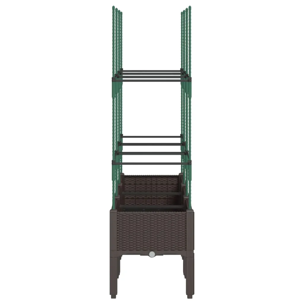 Garden Planter with Trellis Brown 120x40x142.5 cm PP