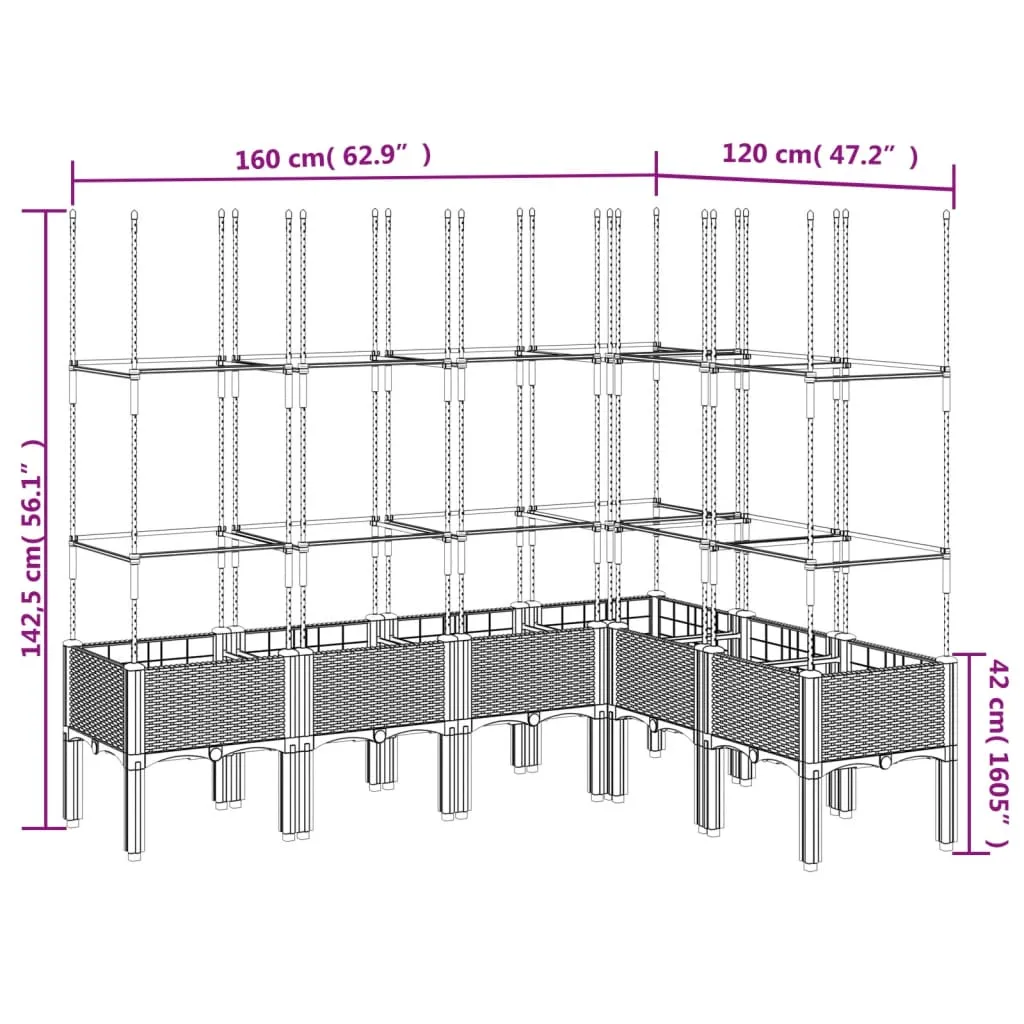 Garden Planter with Trellis Brown 160x120x142.5 cm PP