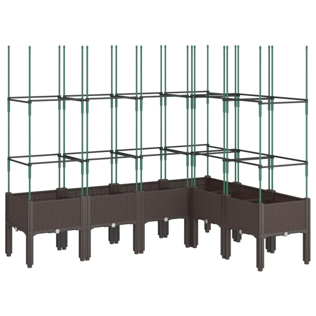 Garden Planter with Trellis Brown 160x120x142.5 cm PP