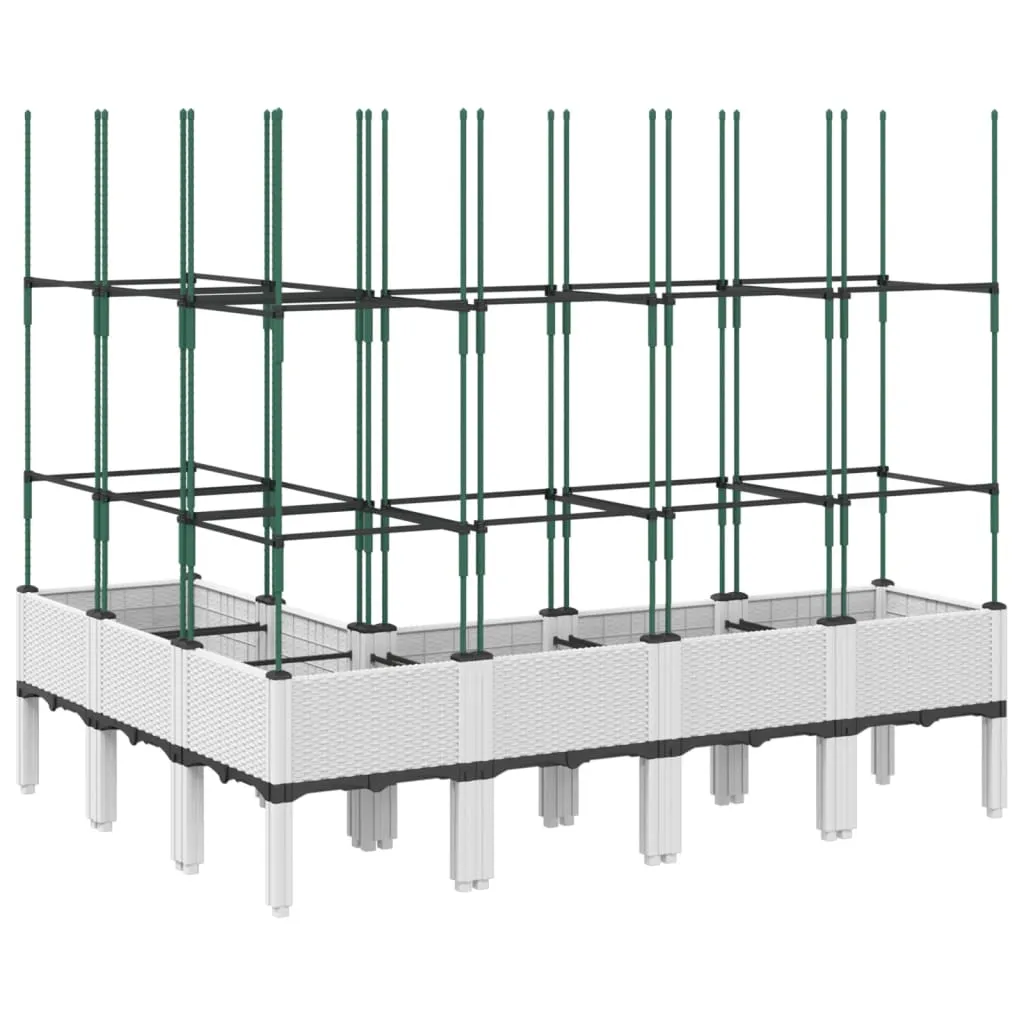 Garden Planter with Trellis White 160x120x142.5 cm PP