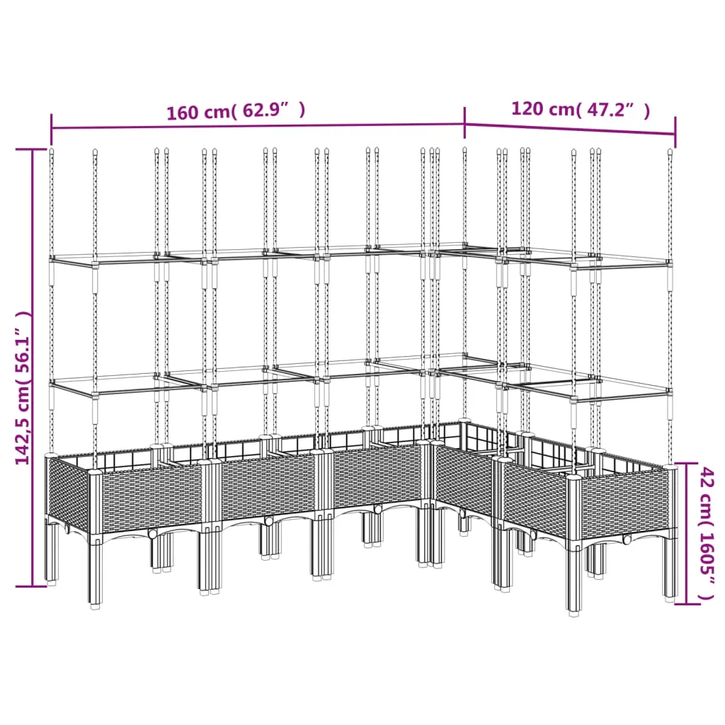 Garden Planter with Trellis White 160x120x142.5 cm PP