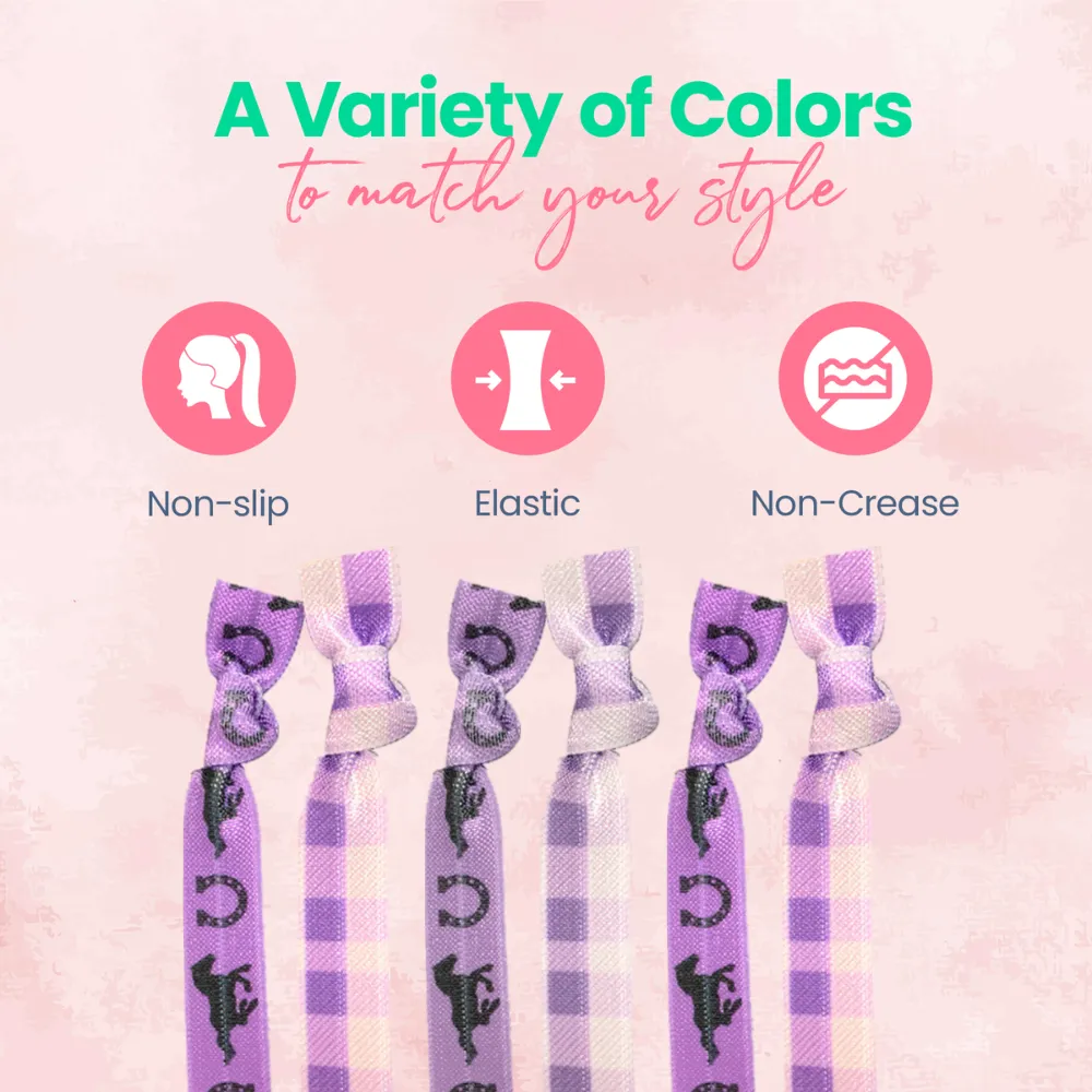 Girls Purple Equestrian Horse Hair Ties - 3pc Set