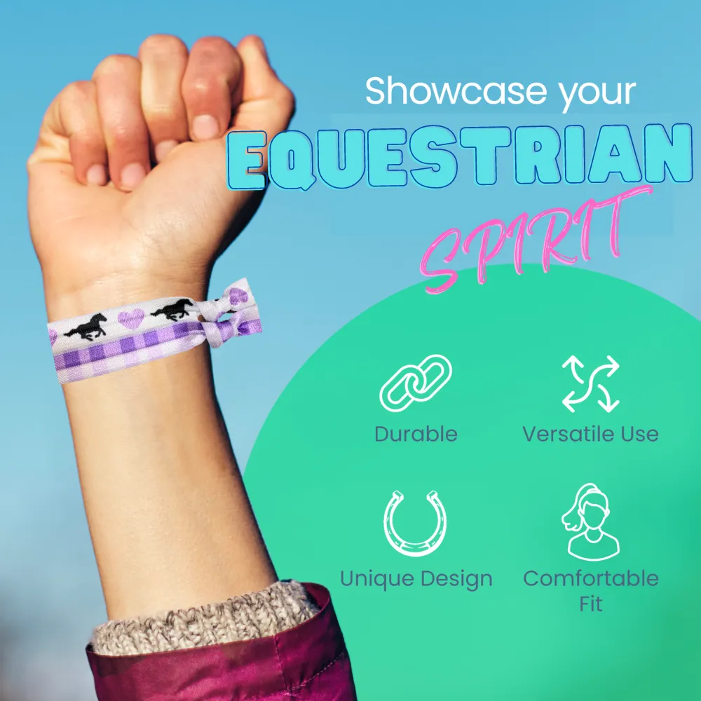 Girls Purple Equestrian Horse Hair Ties - 3pc Set