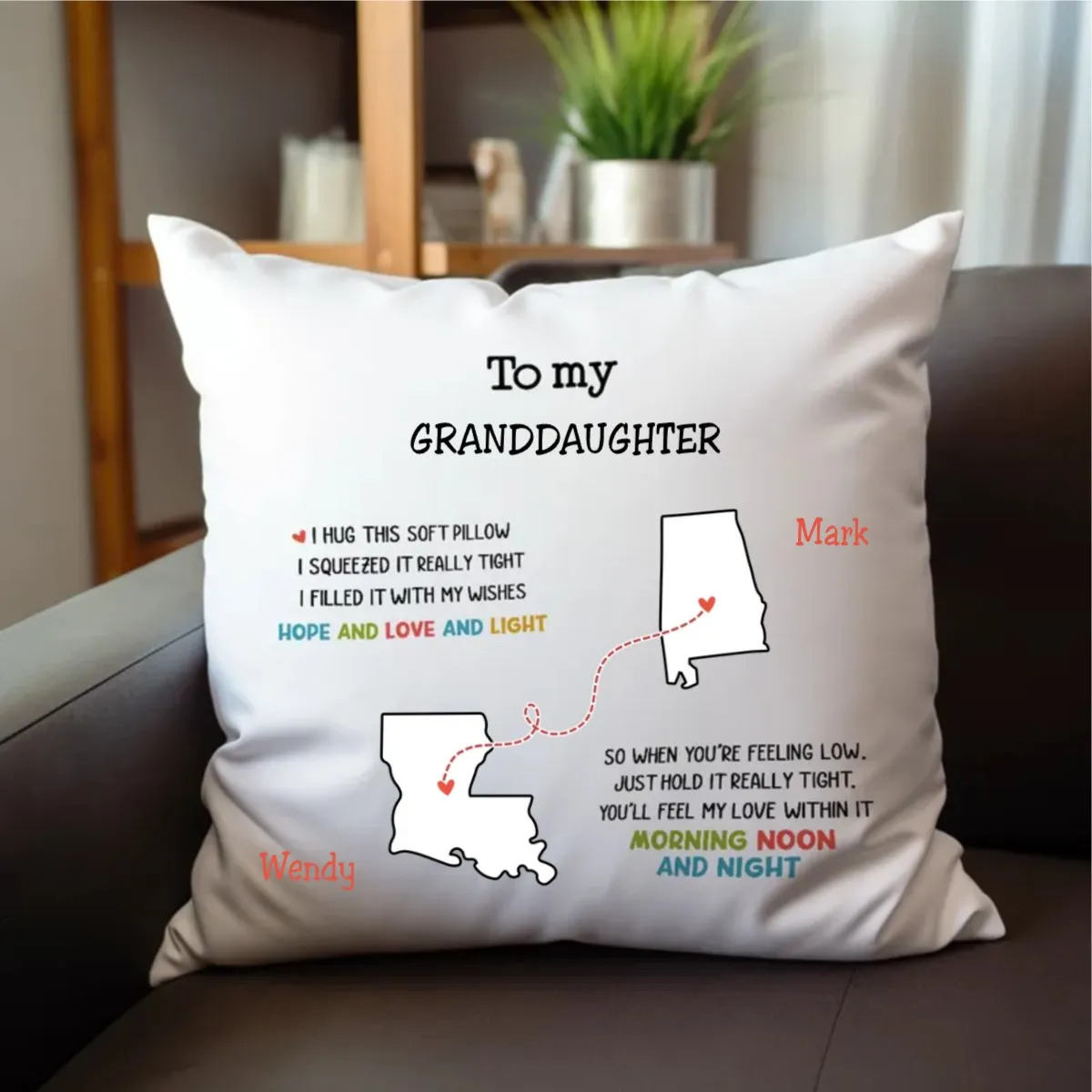 Granddaughter Long Distance Hug Pillow - Personalized Pillow (TB)