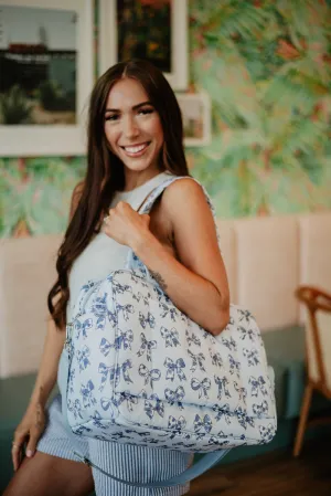Light Blue Toile Coquette Bows Wholesale Classic Weekender