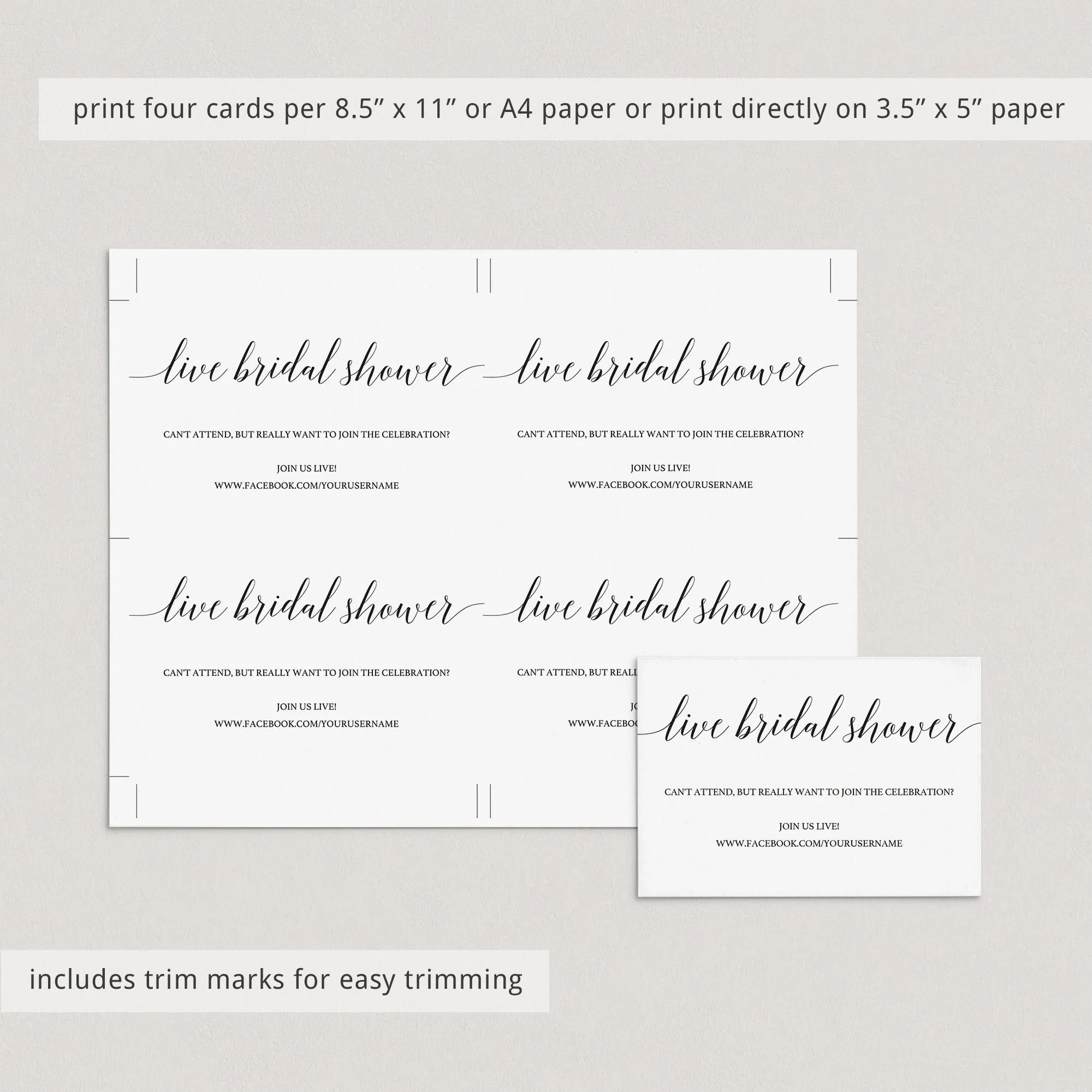 Long Distance Bridal Shower Invitation Insert Card