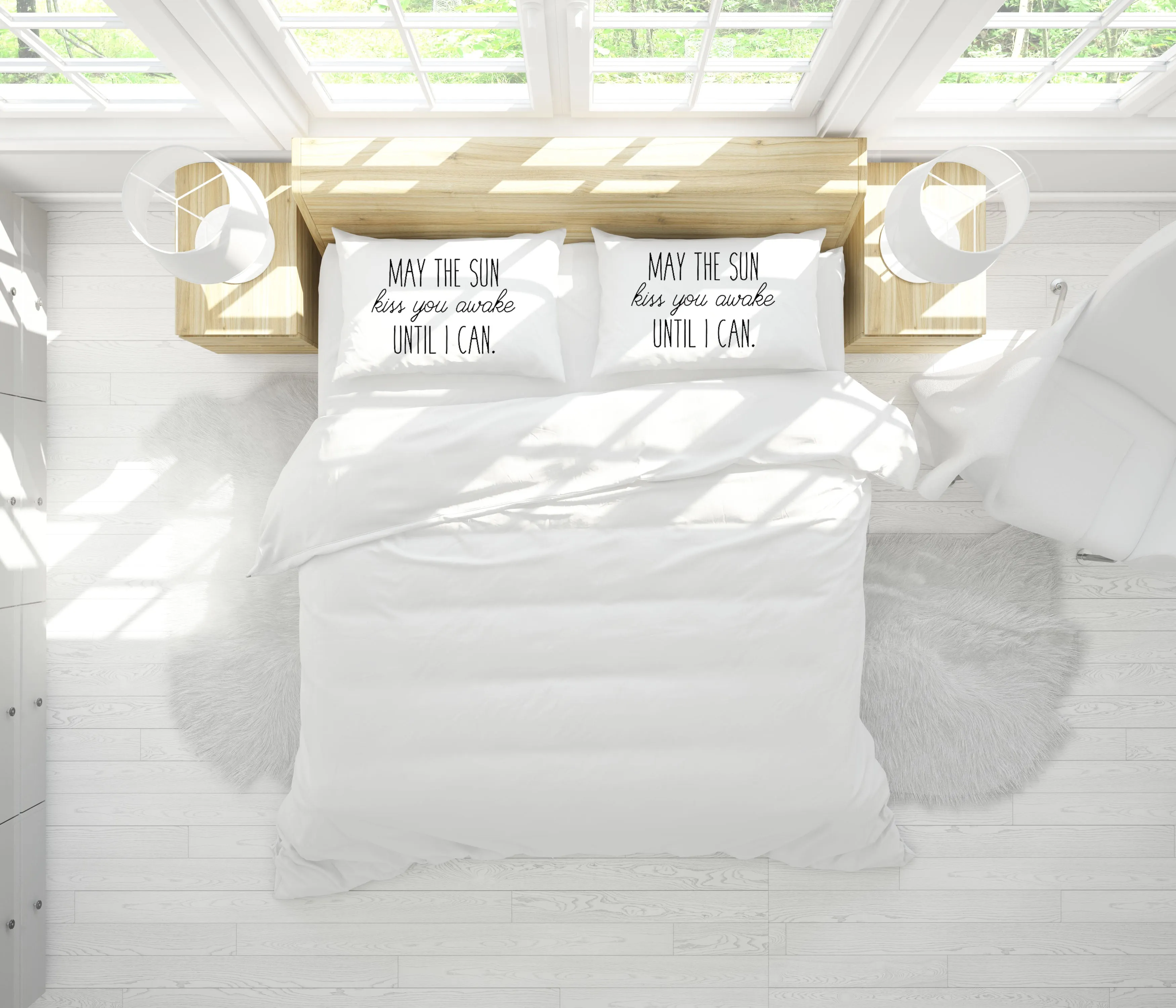 May the Sun Kiss You Awake Until I Can, May the Moon Kiss You to Sleep Until I Can Reversible Pillow Case