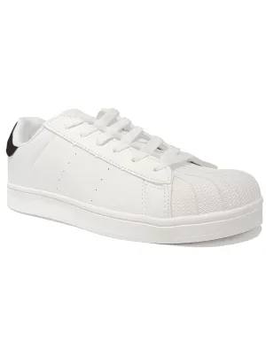 Mens Mauro Faux Leather Lace Up Trainers in White
