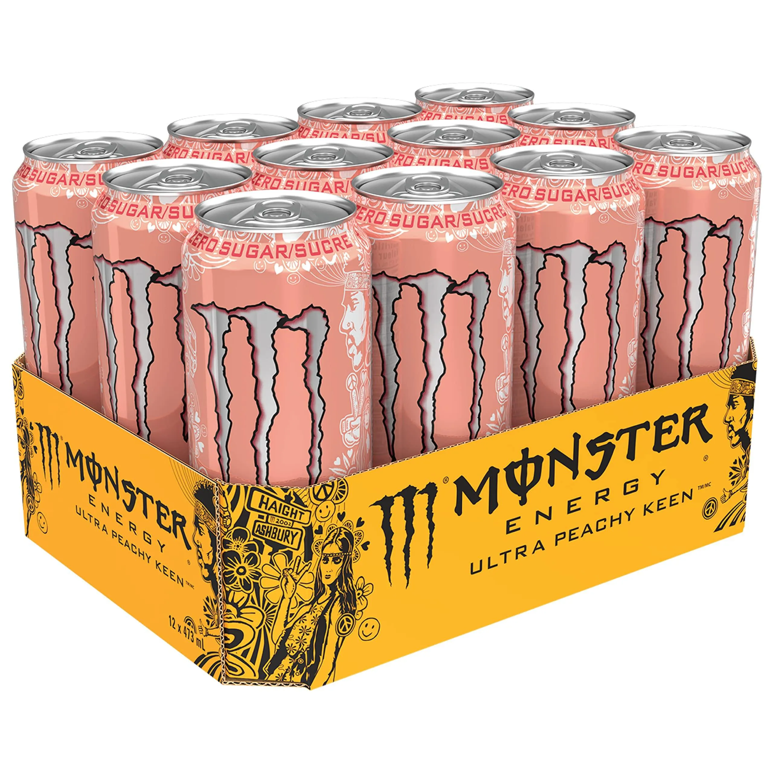 Monster Energy, Ultra Peachy Keen, 473mL Cans, Pack of 12