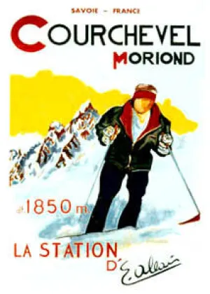 "Courchevel-Moriond" Skiing - Clouet Vintage Reprints