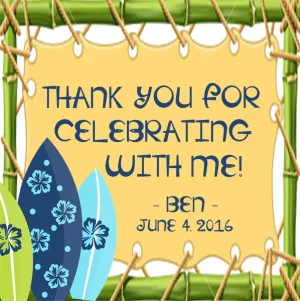 Surfing Birthday Party Favor Stickers Or Tags