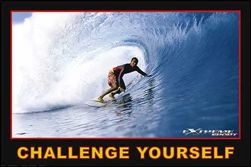 Surfing "Challenge Yourself" Motivational Action Poster - Eurographics