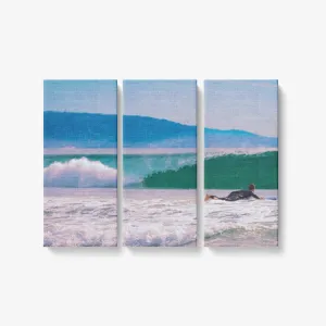 Surf's Up - 3 Piece Canvas Wall Art - Framed Ready to Hang 3x8"x18"