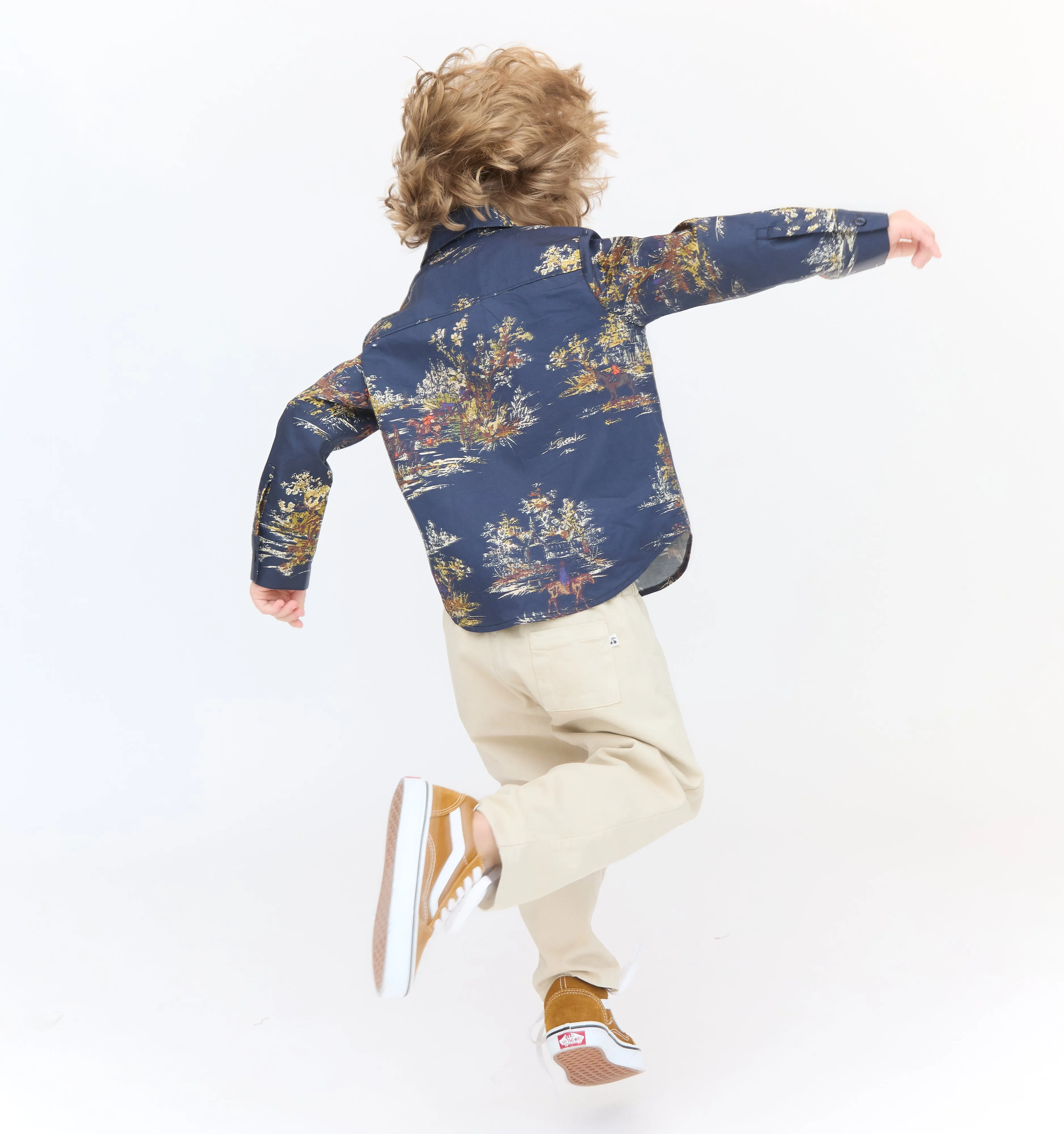 The Tiny Brennan Shirt - Navy Equestrian Toile