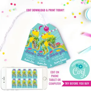 Water Park Girls Party Favor Tags | Pool Party Fun