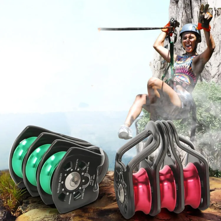 XINDA  Outdoor Three Pulley Cableway Crosses Rock Climbing Hoisting Ball Bearing(Red Gray)